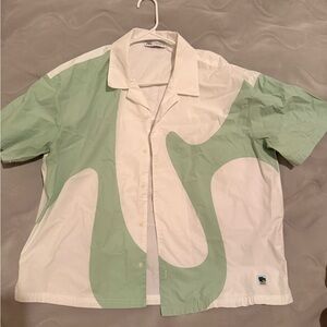 Zara Green and White Men's Shirt